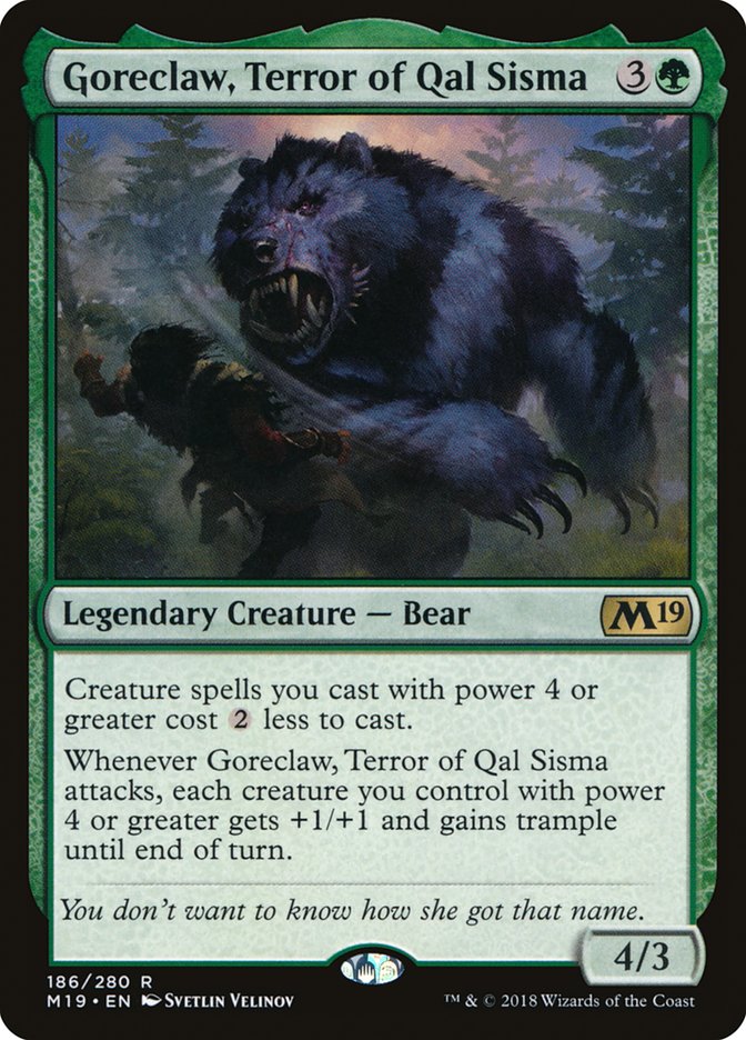 MTG Card Title: Goreclaw, Terror of Qal Sisma M19/186