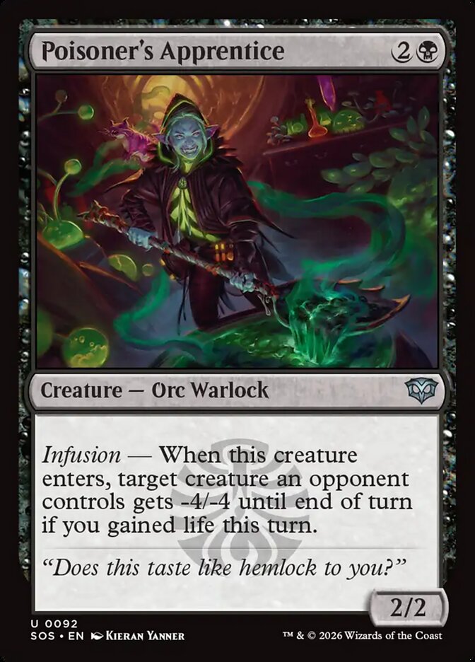 MTG Card Title: Poisoner's Apprentice SOS/92
