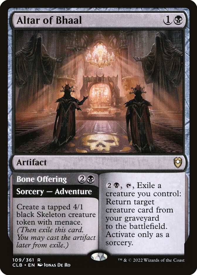MTG Card Title: Altar of Bhaal // Bone Offering CLB/109