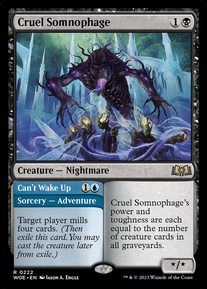 MTG Card Title: Cruel Somnophage // Can't Wake Up WOE/222