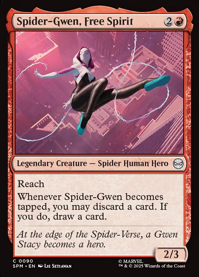 MTG Card Title: Spider-Gwen, Free Spirit SPM/90