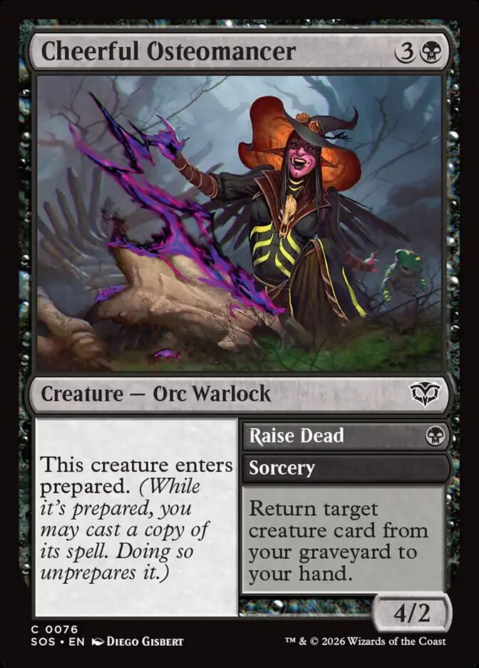 MTG Card Title: Cheerful Osteomancer // Raise Dead SOS/76
