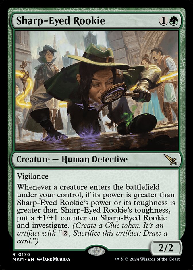MTG Card Title: Sharp-Eyed Rookie MKM/176
