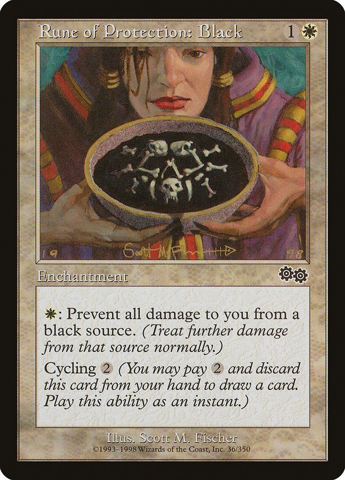 MTG Card Title: Rune of Protection: Black USG/36