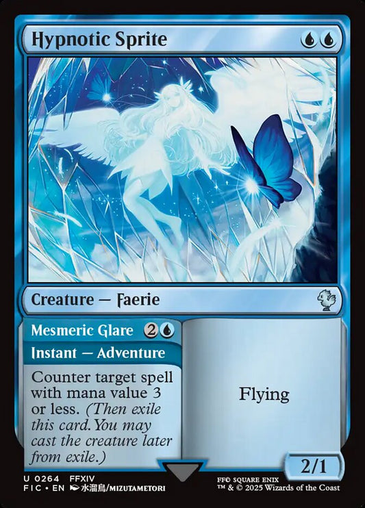 MTG Card Title: Hypnotic Sprite // Mesmeric Glare FIC/264
