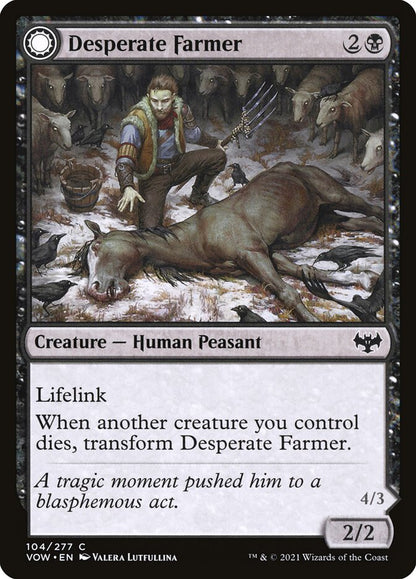 MTG Card Title: Desperate Farmer // Depraved Harvester VOW/104