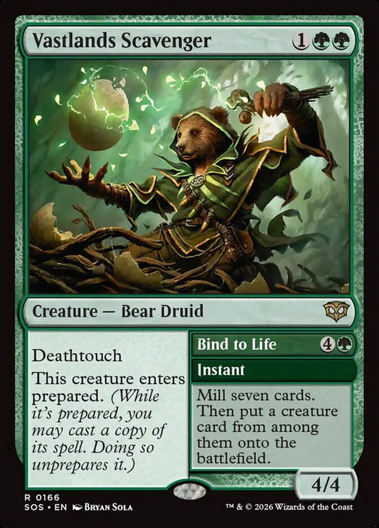 MTG Card Title: Vastlands Scavenger // Bind to Life SOS/166