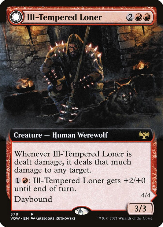 MTG Card Title: Ill-Tempered Loner // Howlpack Avenger VOW/378