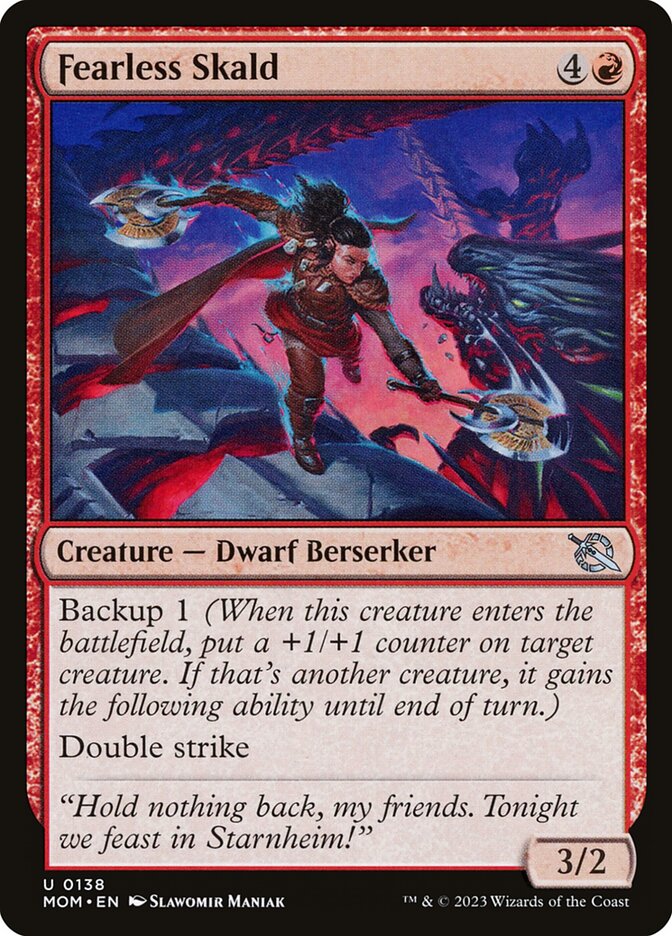 MTG Card Title: Fearless Skald MOM/138