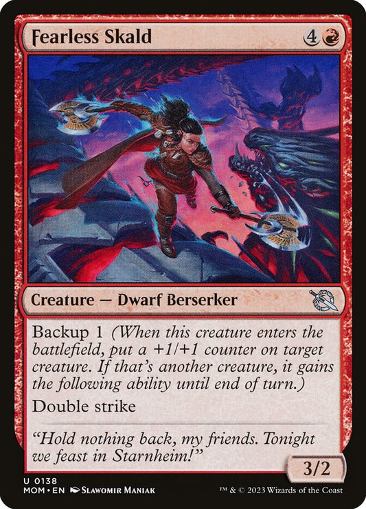 MTG Card Title: Fearless Skald MOM/138