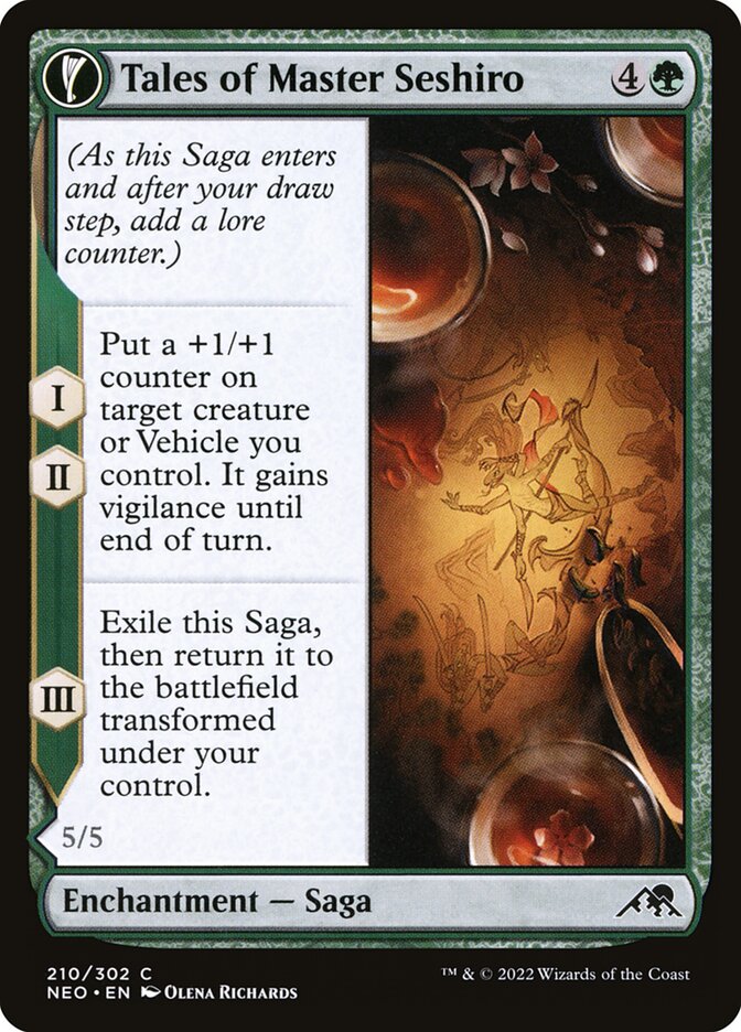 MTG Card Title: Tales of Master Seshiro // Seshiro's Living Legacy NEO/210