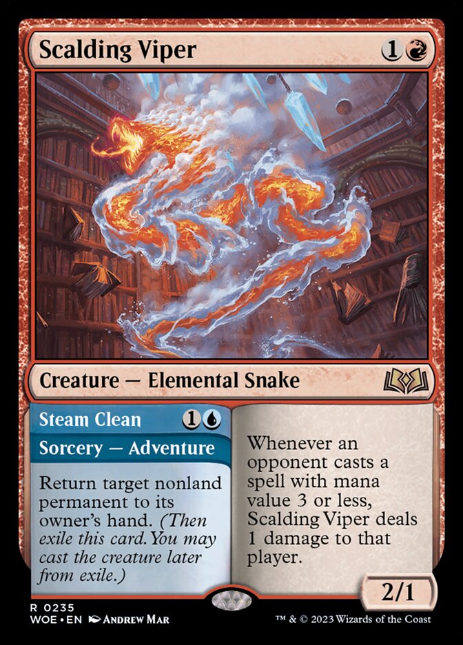 MTG Card Title: Scalding Viper // Steam Clean WOE/235