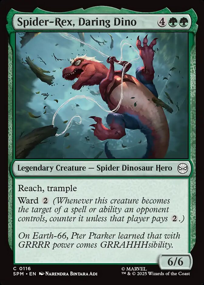 MTG Card Title: Spider-Rex, Daring Dino SPM/116