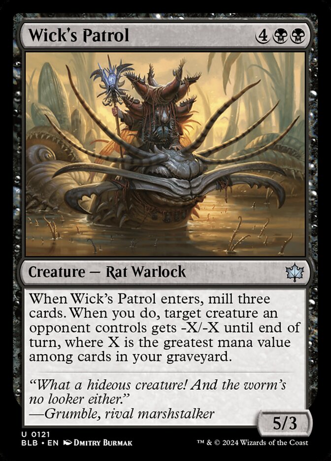 MTG Card Title: Wick's Patrol BLB/121