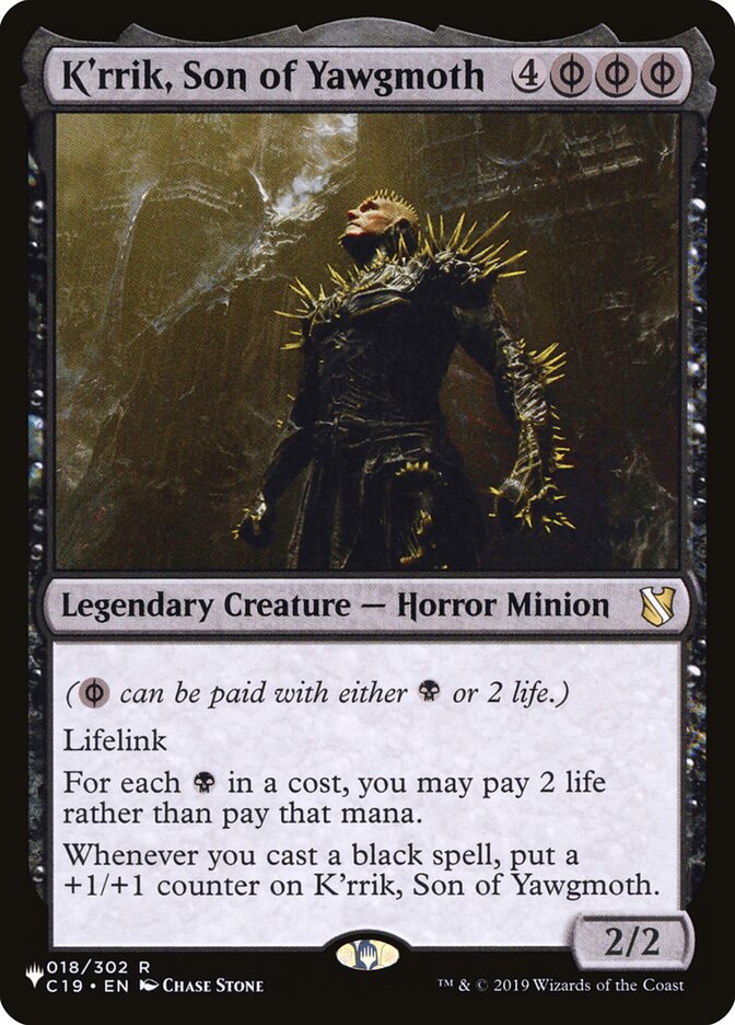 MTG Card Title: K'rrik, Son of Yawgmoth PLST/C19-18