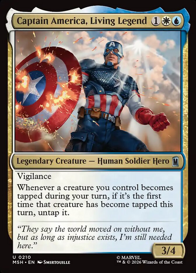 MTG Card Title: Captain America, Living Legend MSH/210