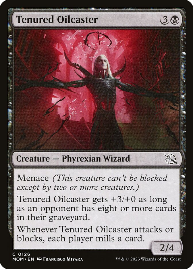 MTG Card Title: Tenured Oilcaster MOM/126
