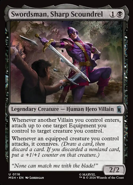 MTG Card Title: Swordsman, Sharp Scoundrel MSH/116