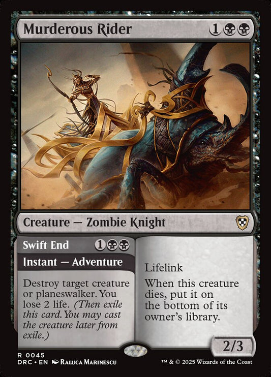 MTG Card Title: Murderous Rider // Swift End DRC/45