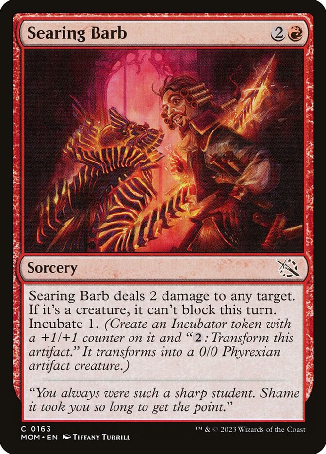MTG Card Title: Searing Barb MOM/163