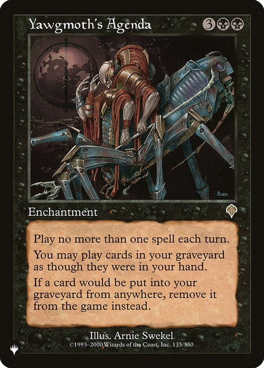 MTG Card Title: Yawgmoth's Agenda PLST/INV-135