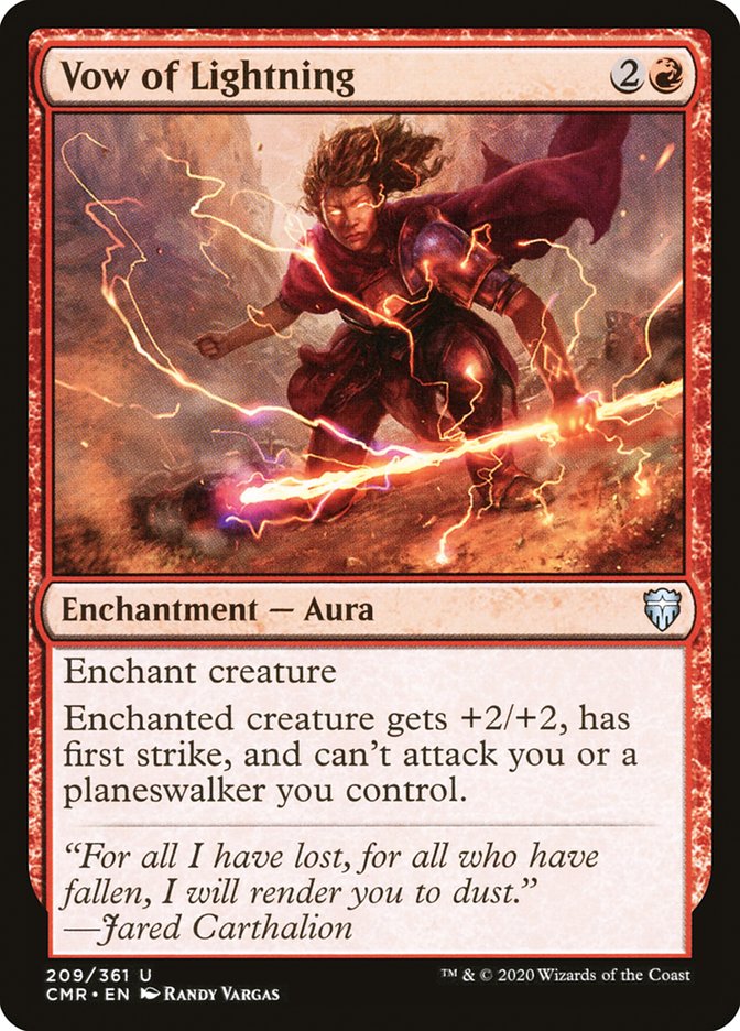MTG Card Title: Vow of Lightning CMR/209