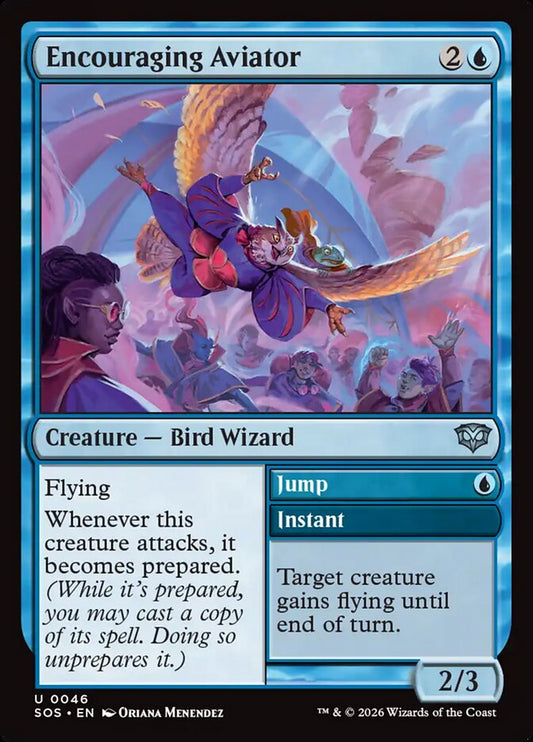 MTG Card Title: Encouraging Aviator // Jump SOS/46