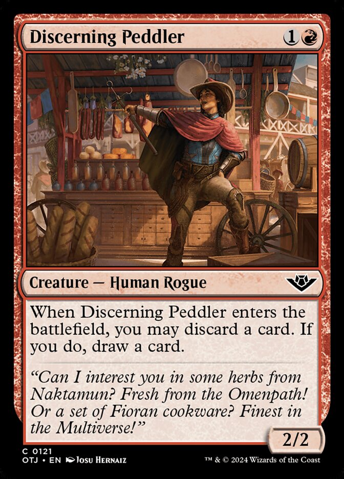 MTG Card Title: Discerning Peddler OTJ/121