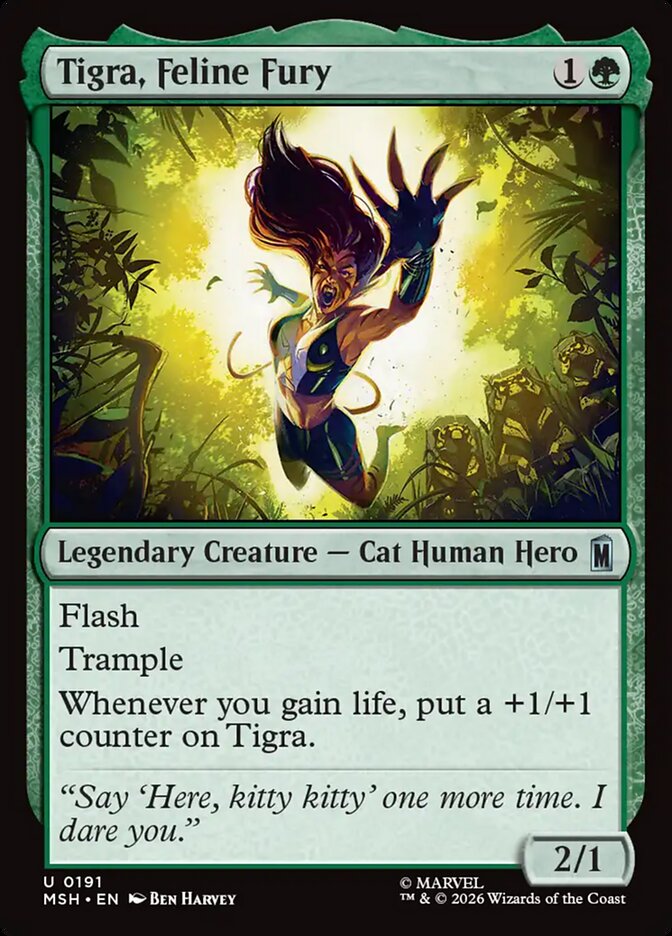 MTG Card Title: Tigra, Feline Fury MSH/191