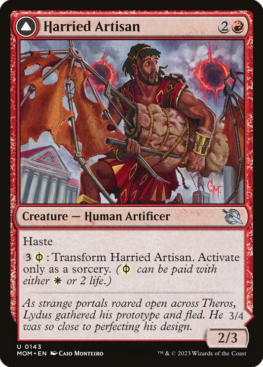 MTG Card Title: Harried Artisan // Phyrexian Skyflayer MOM/143