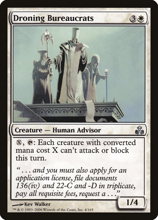 MTG Card Title: Droning Bureaucrats GPT/4