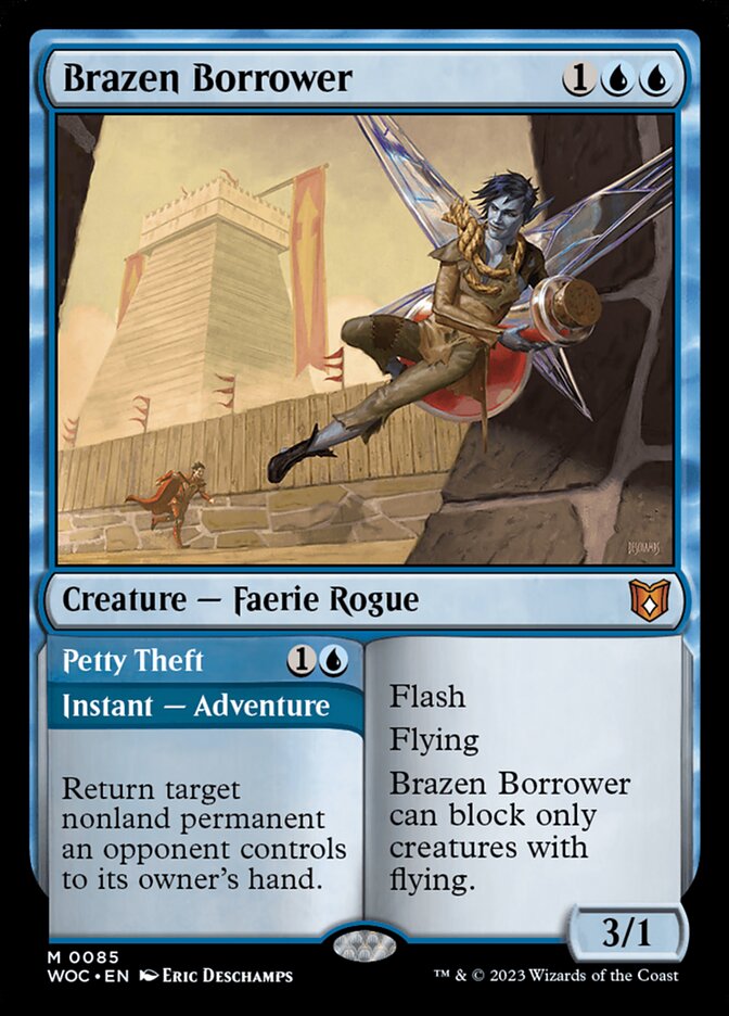MTG Card Title: Brazen Borrower // Petty Theft WOC/85