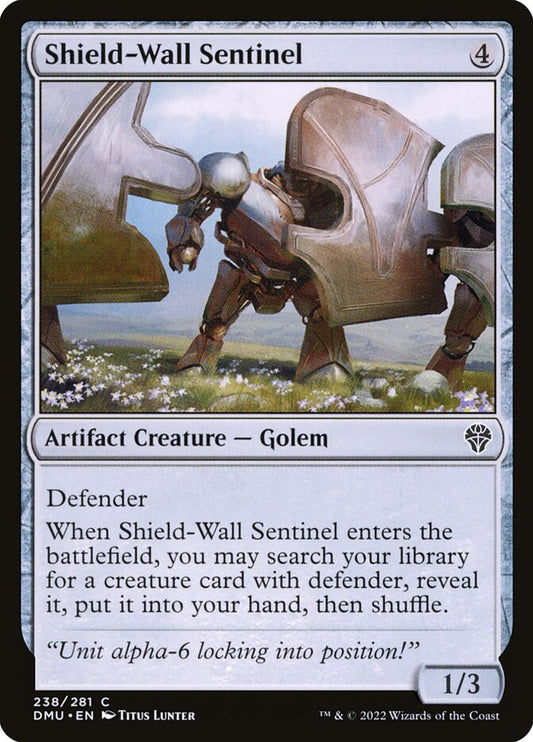 MTG Card Title: Shield-Wall Sentinel DMU/238