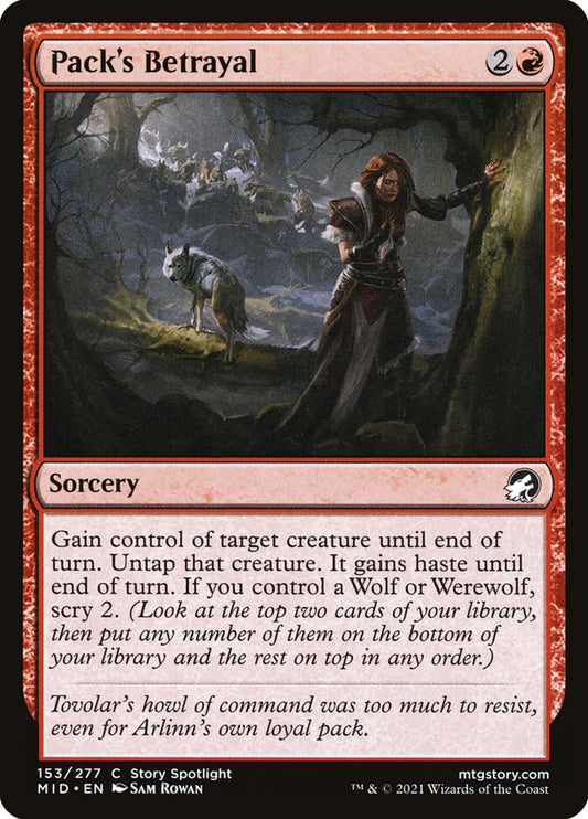 MTG Card Title: Pack's Betrayal MID/153
