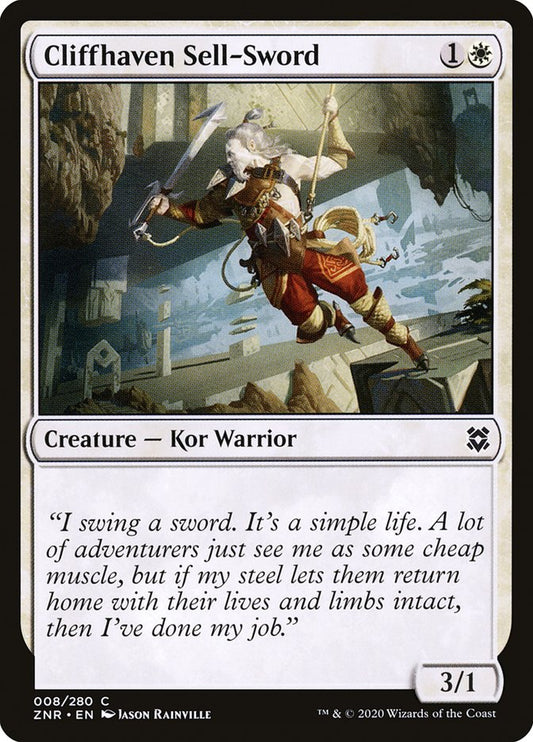 MTG Card Title: Cliffhaven Sell-Sword ZNR/8