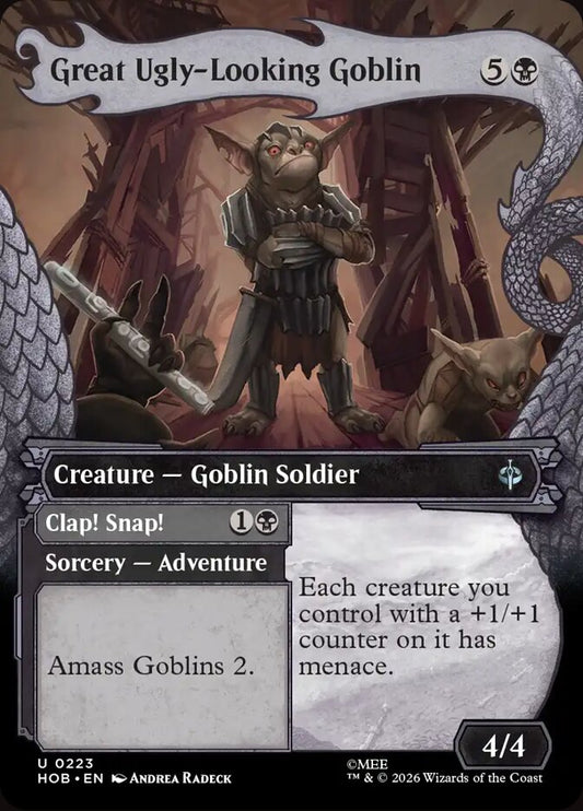 MTG Card Title: Great Ugly-Looking Goblin // Clap! Snap! HOB/223