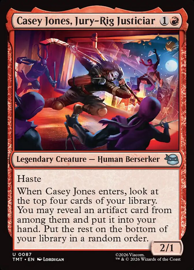 MTG Card Title: Casey Jones, Jury-Rig Justiciar TMT/87