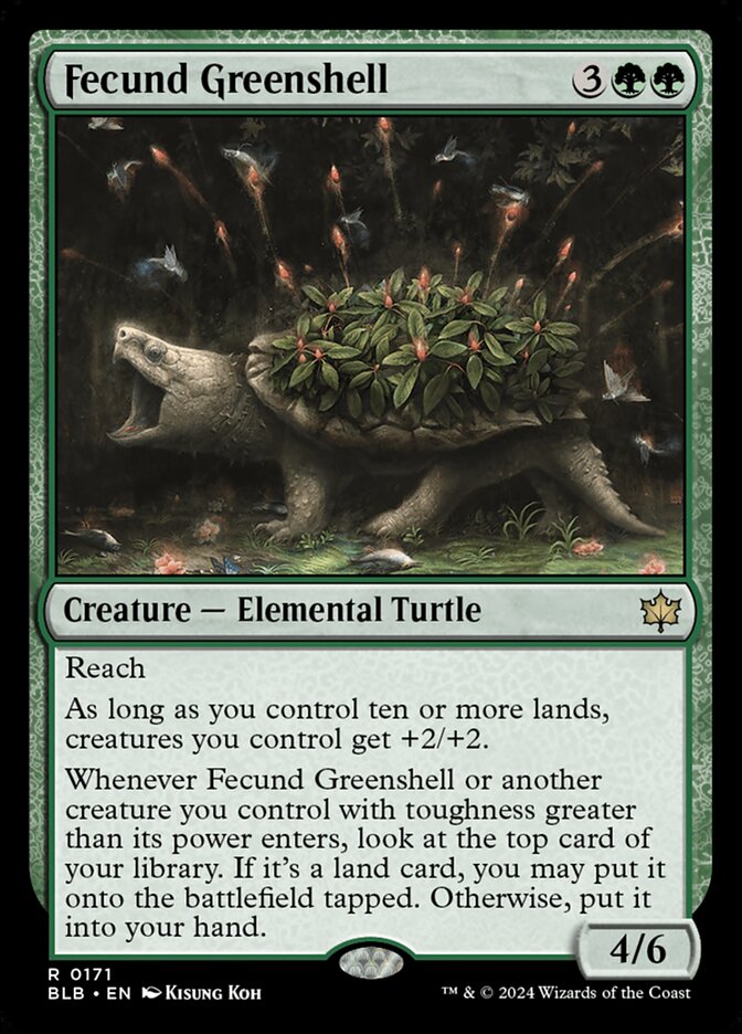 MTG Card Title: Fecund Greenshell BLB/171