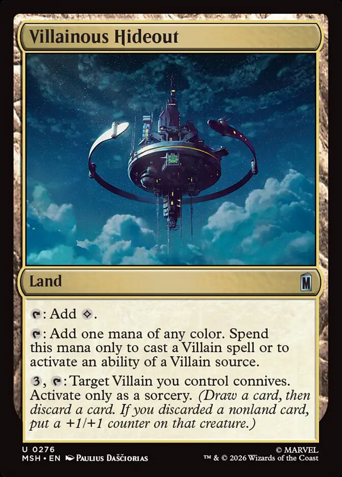 MTG Card Title: Villainous Hideout MSH/276