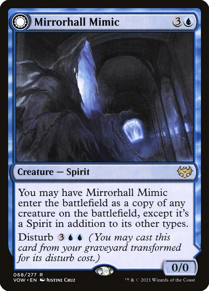 MTG Card Title: Mirrorhall Mimic // Ghastly Mimicry VOW/68