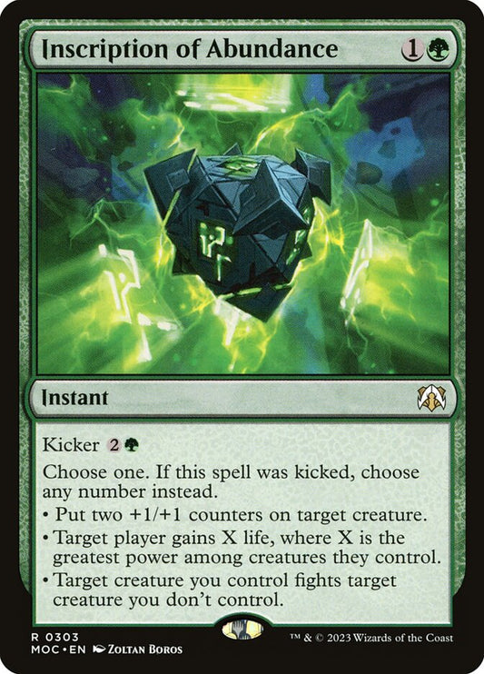 MTG Card Title: Inscription of Abundance MOC/303