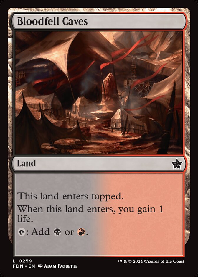 MTG Card Title: Bloodfell Caves FDN/259