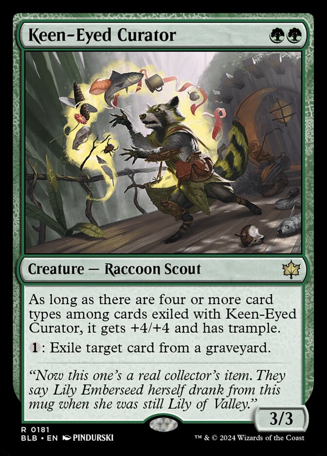 MTG Card Title: Keen-Eyed Curator BLB/181