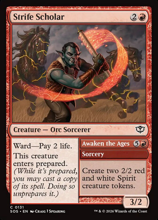MTG Card Title: Strife Scholar // Awaken the Ages SOS/131