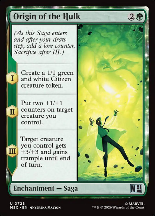 MTG Card Title: Origin of the Hulk MSC/728