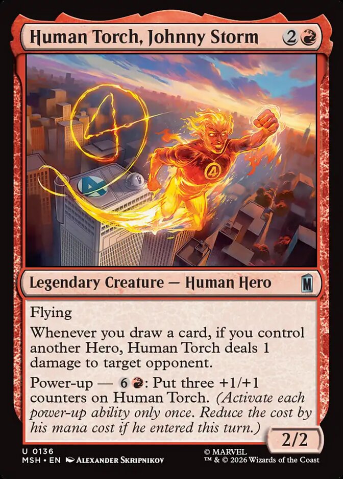 MTG Card Title: Human Torch, Johnny Storm MSH/136