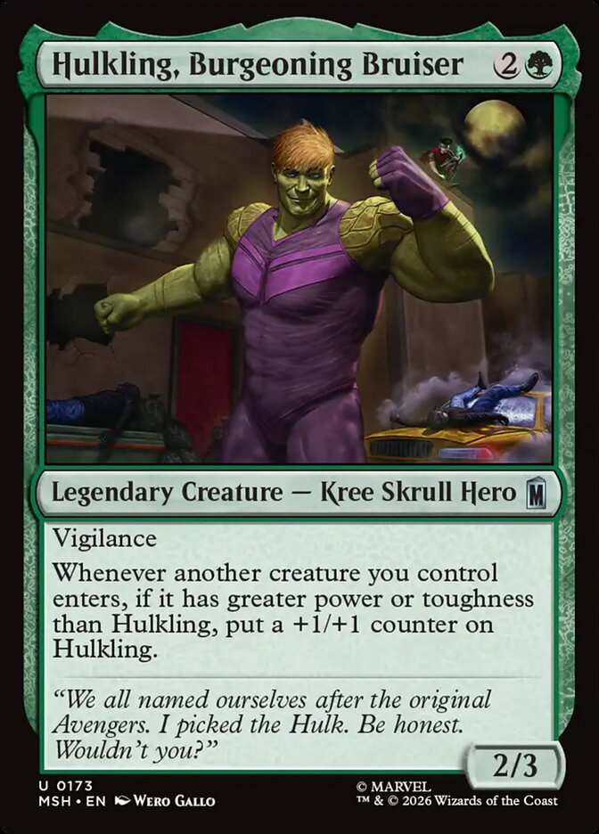 MTG Card Title: Hulkling, Burgeoning Bruiser MSH/173