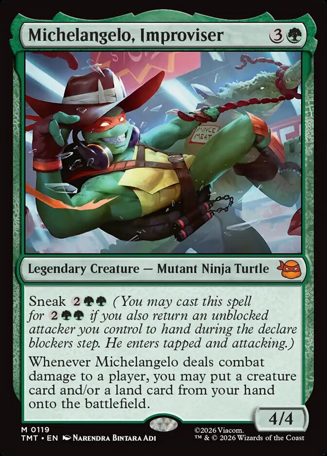 MTG Card Title: Michelangelo, Improviser TMT/119
