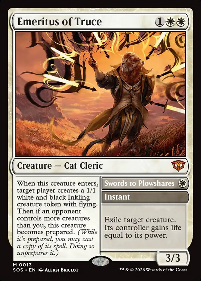MTG Card Title: Emeritus of Truce // Swords to Plowshares SOS/13