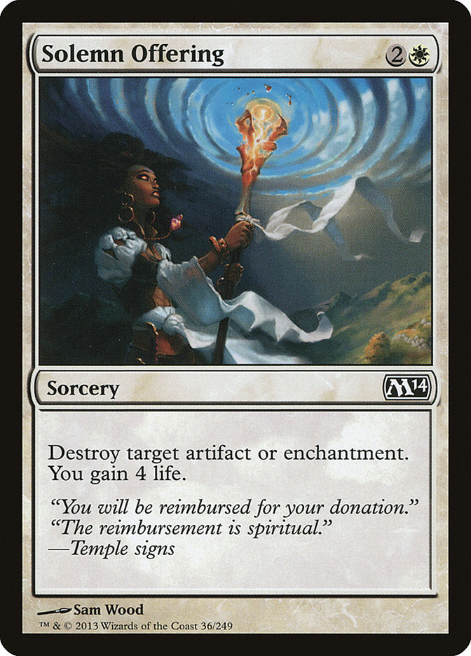 MTG Card Title: Solemn Offering M14/36